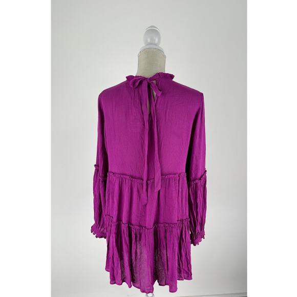 Easel Long Sleeve Tiered Mini Dress Womens Size Small Purple New - Picture 5 of 12